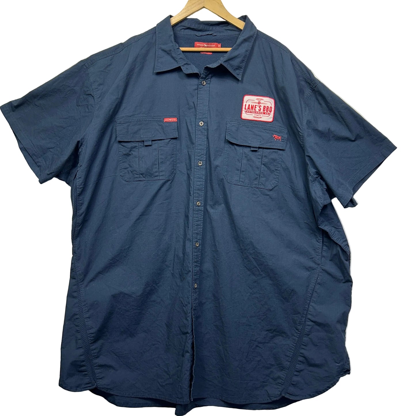 Navy short sleeve shirt front view