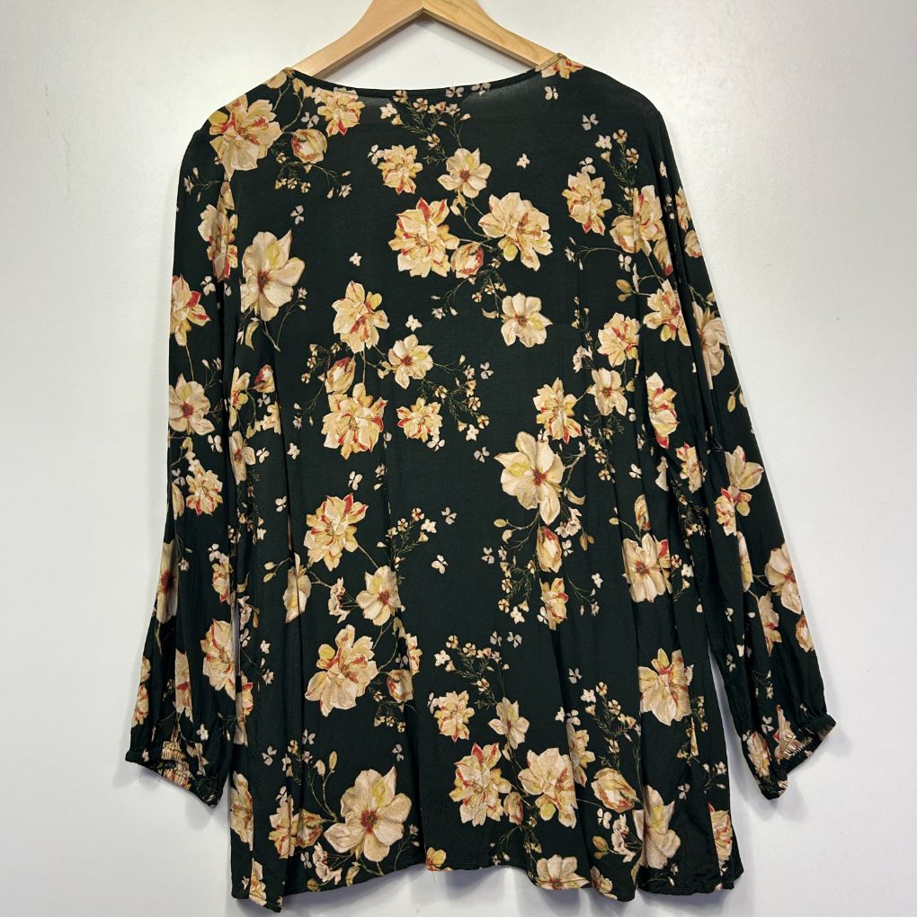 Black floral blouse front view