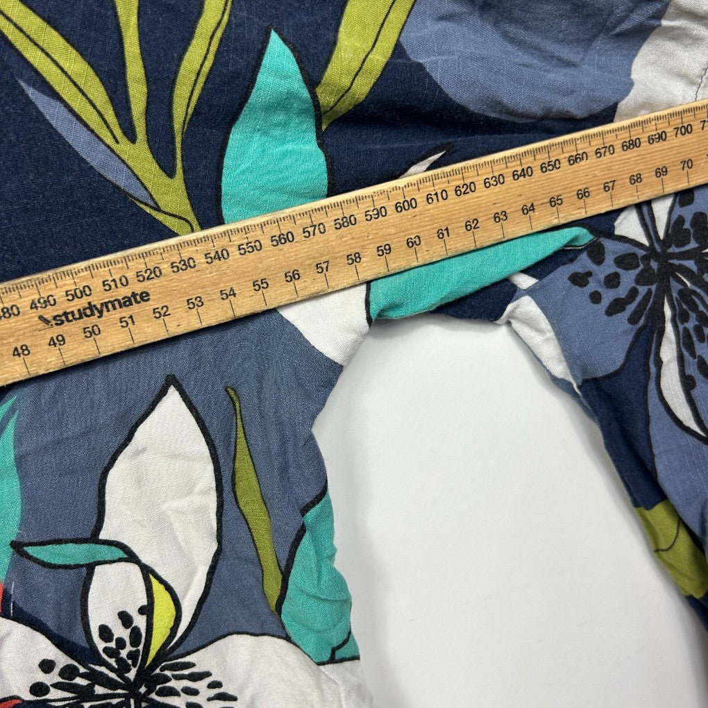 Navy fabric with floral print detail view