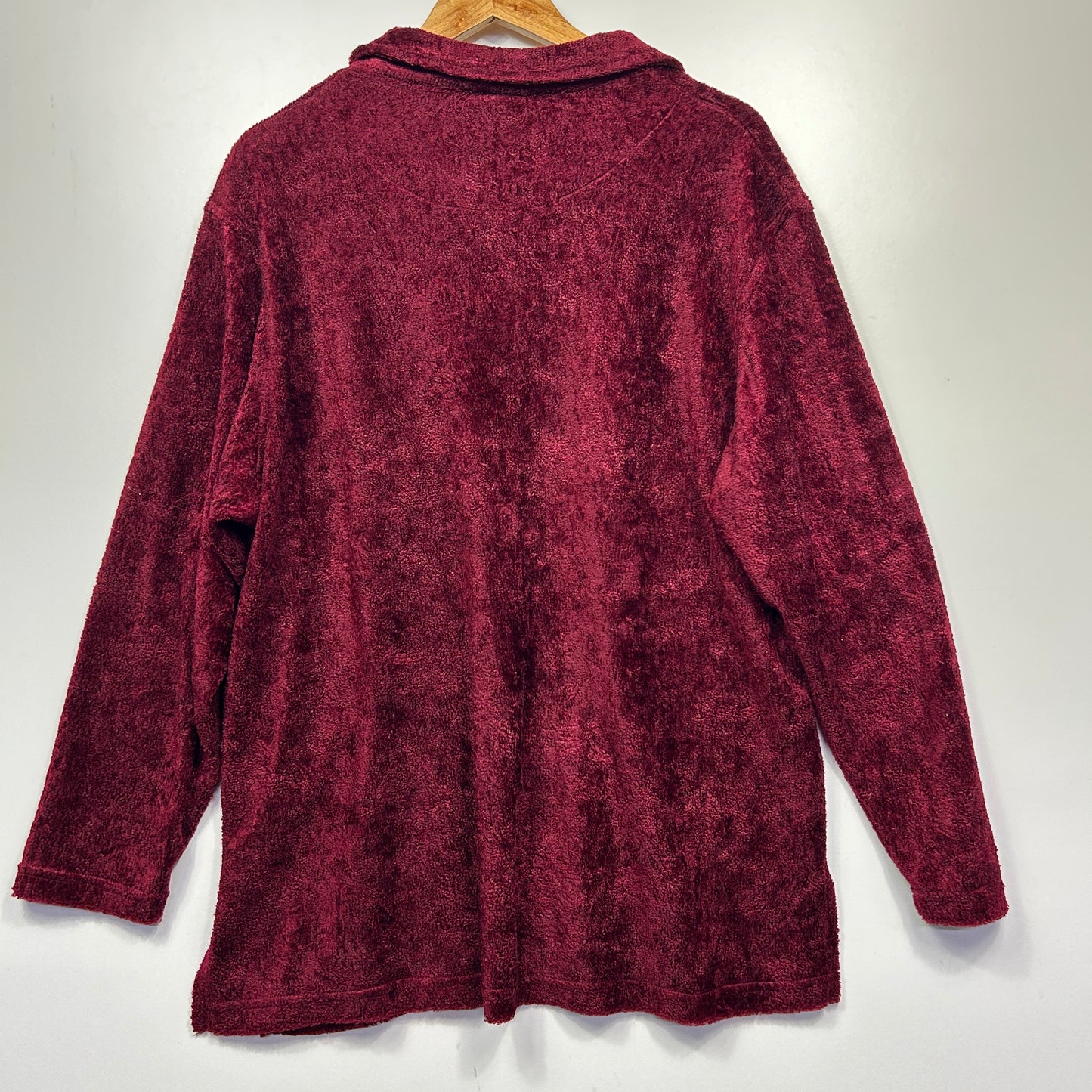 Burgundy velvet shirt back view