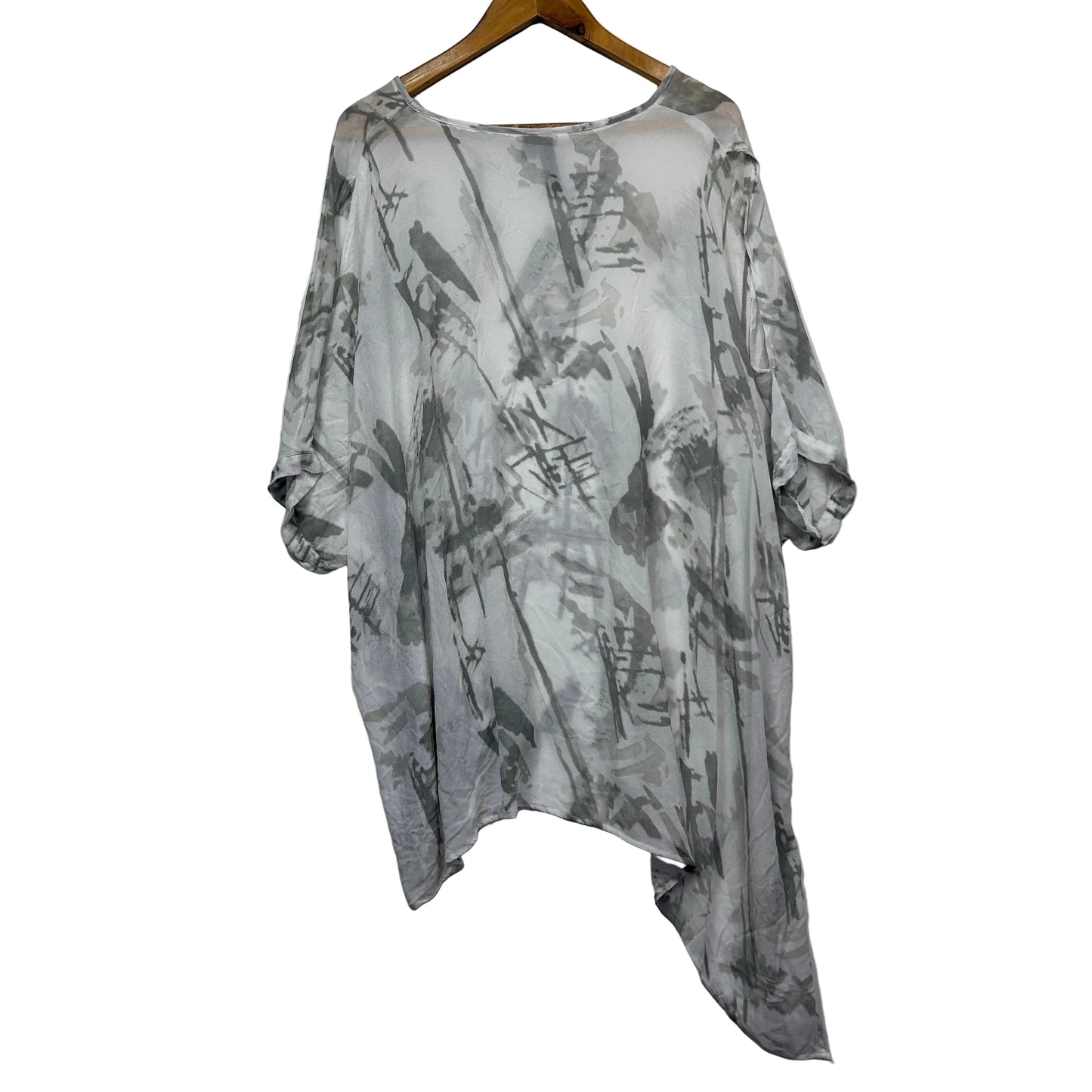 Grey abstract print tunic front view