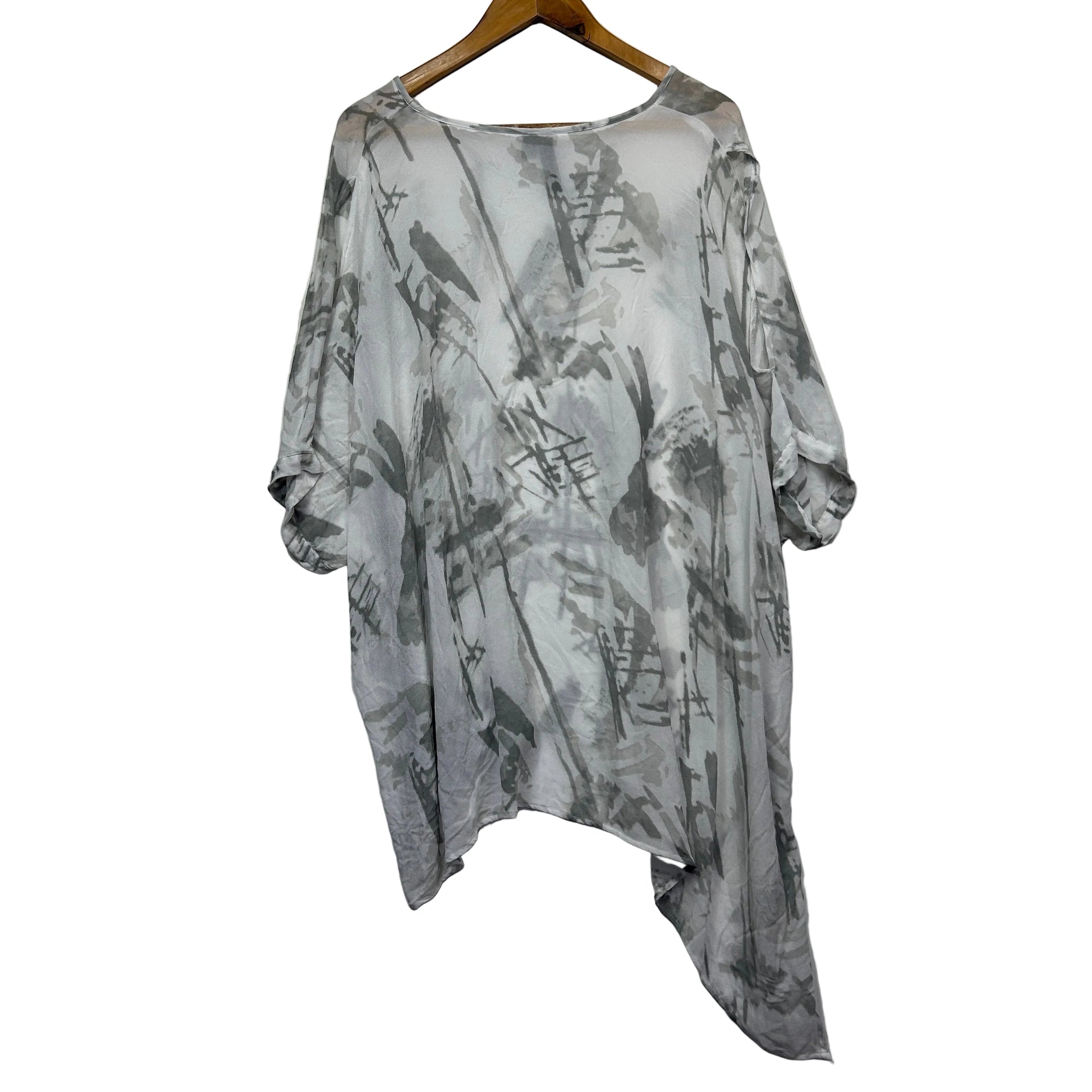 Grey abstract print tunic front view
