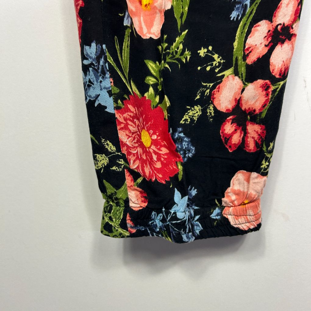 Black floral pants front view
