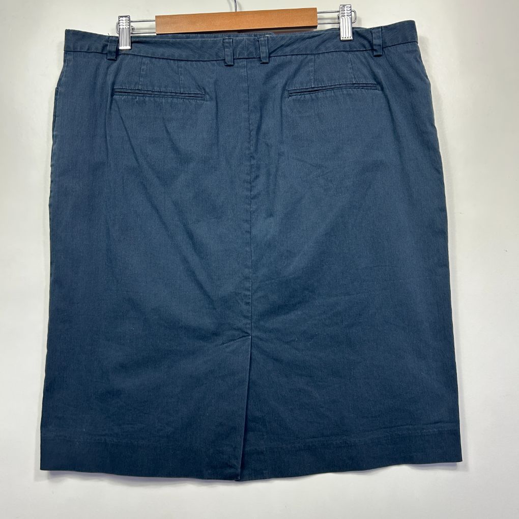 Navy blue denim skirt front view