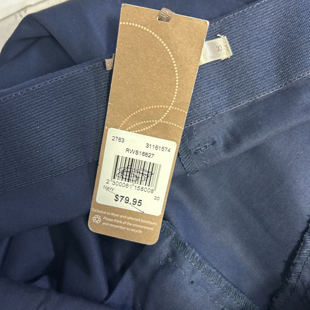 Navy blue fabric with price tag detail view