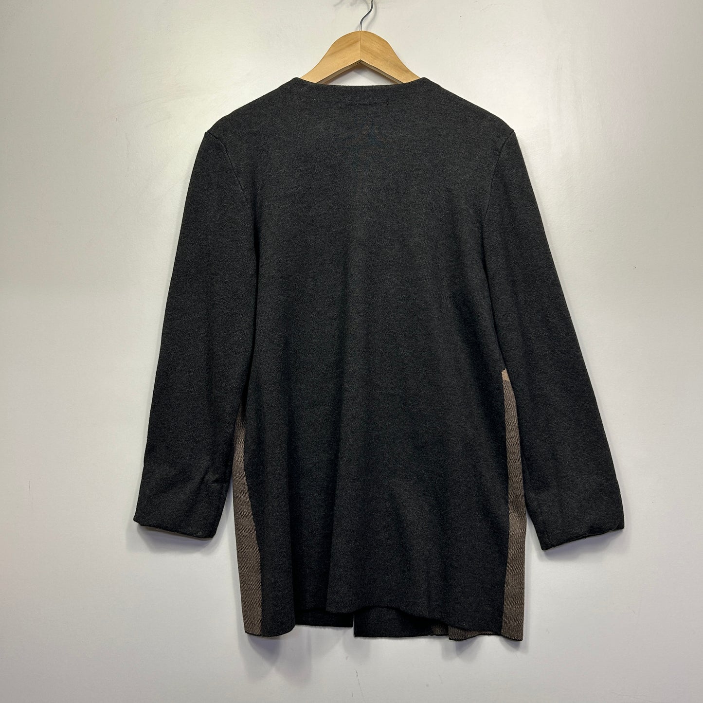 Black long sleeve cardigan back view