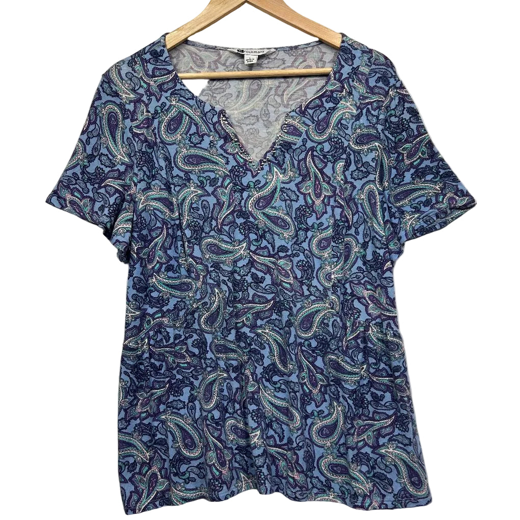 Rockmans Blue Paisley Print Top - Size L