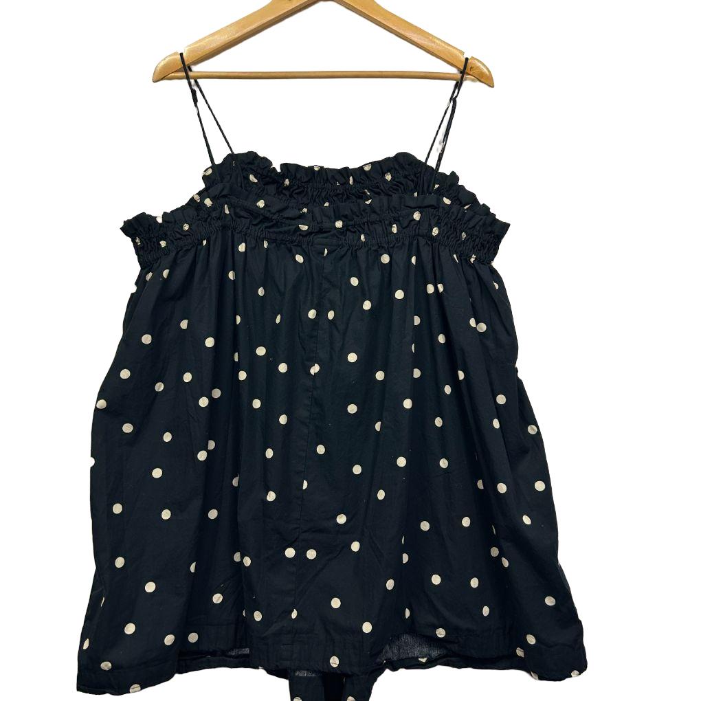 Navy polka dot camisole front view