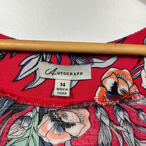 Autograph Red Floral Print Kimono - Size 14