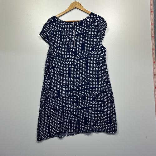 Crossroads Navy & White Geometric Dot Print Shift Dress - Size 16