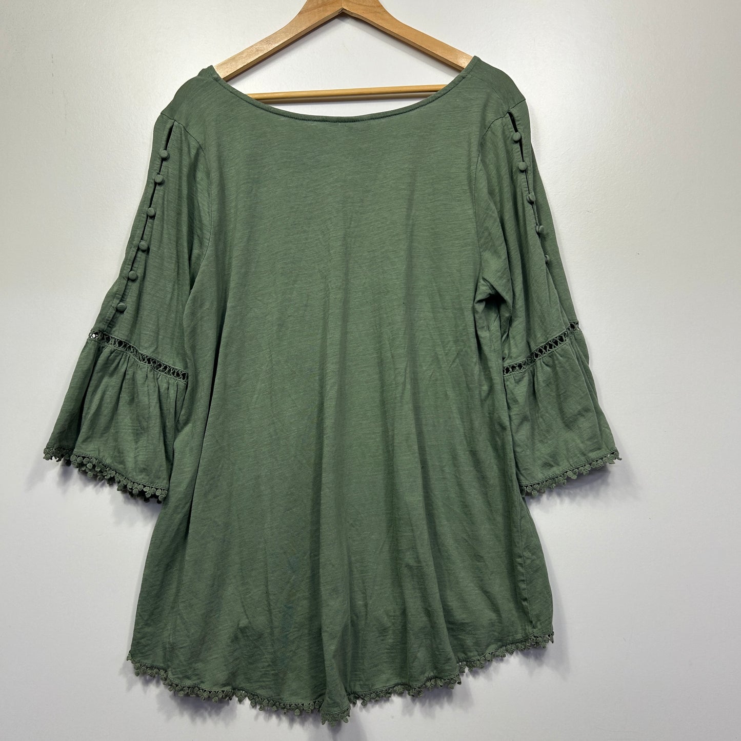 Sage green tunic top front view