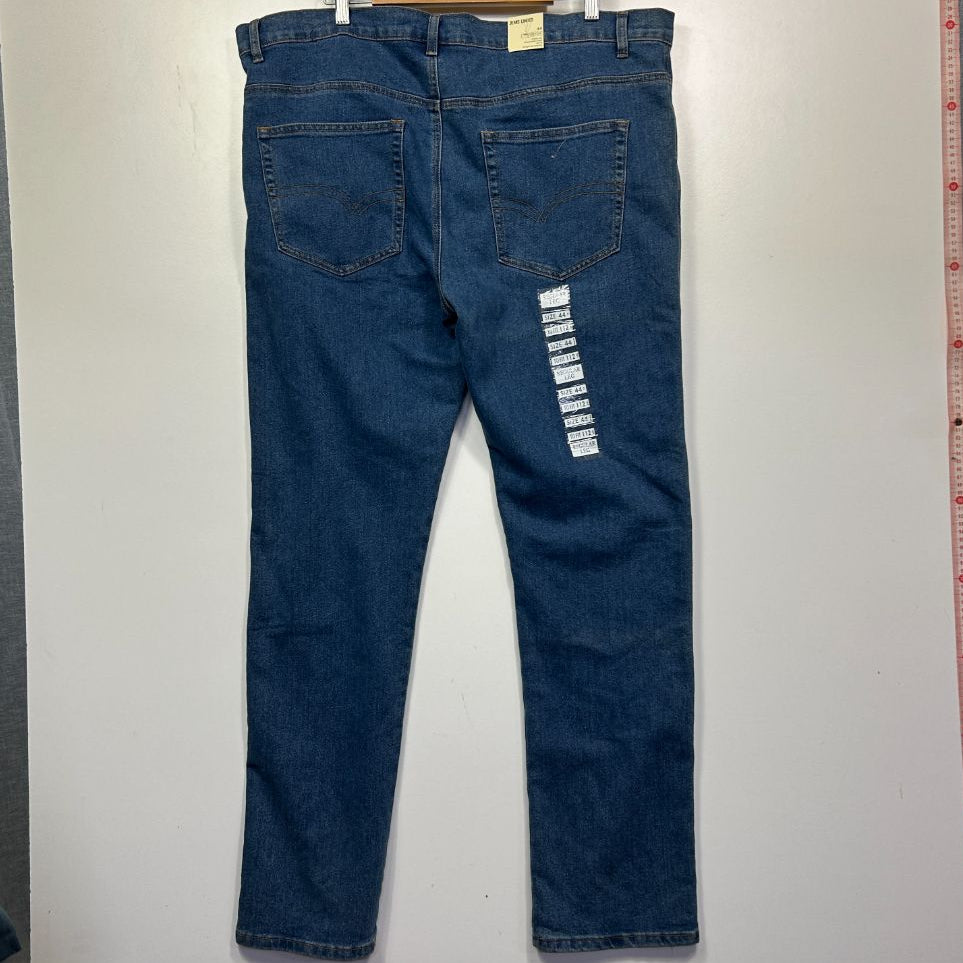 Dark blue denim jeans back view