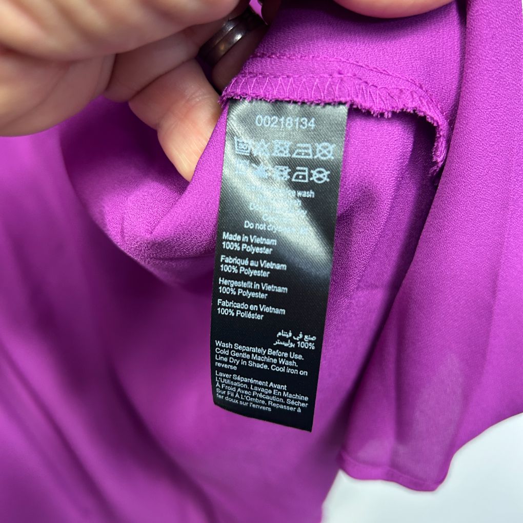 Purple hoodie label detail view