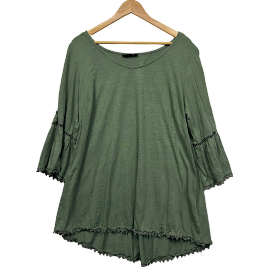 Sage green tunic top front view