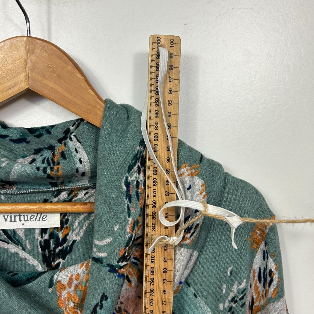 Green floral long sleeve top front view