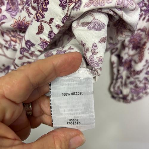 Rivers White & Purple Floral Print Blouse - Size 16