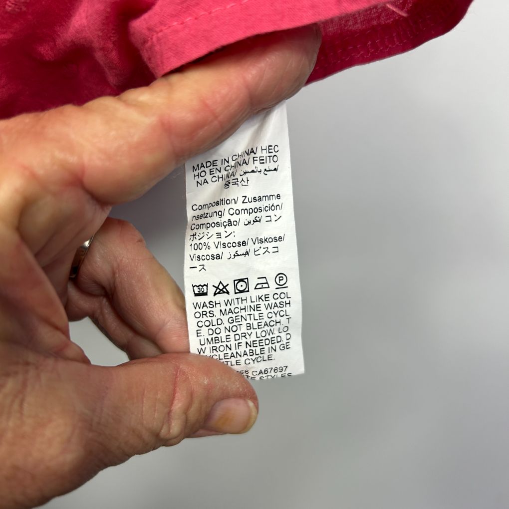 Clothing care label detail view