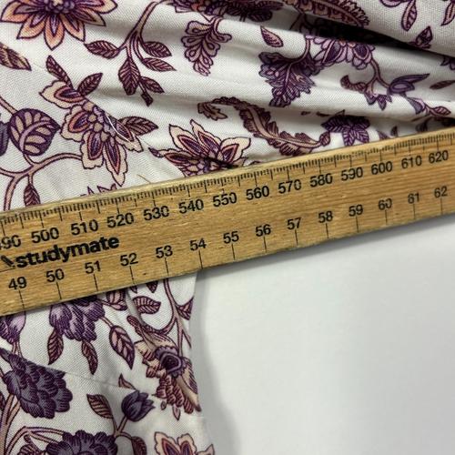 Rivers White & Purple Floral Print Blouse - Size 16