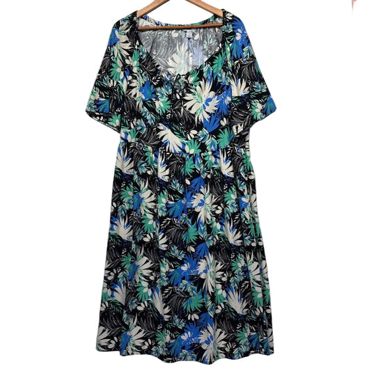 Black floral dress front view