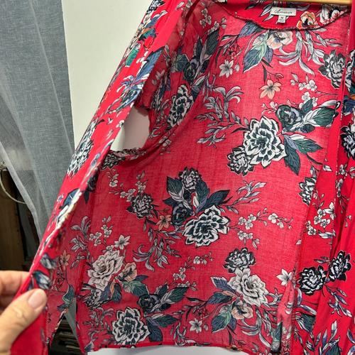 Autograph Red Floral Print Kimono - Size 14