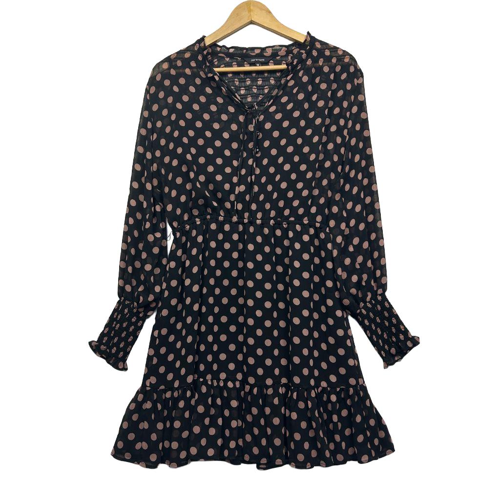 Navy floral print dress front view