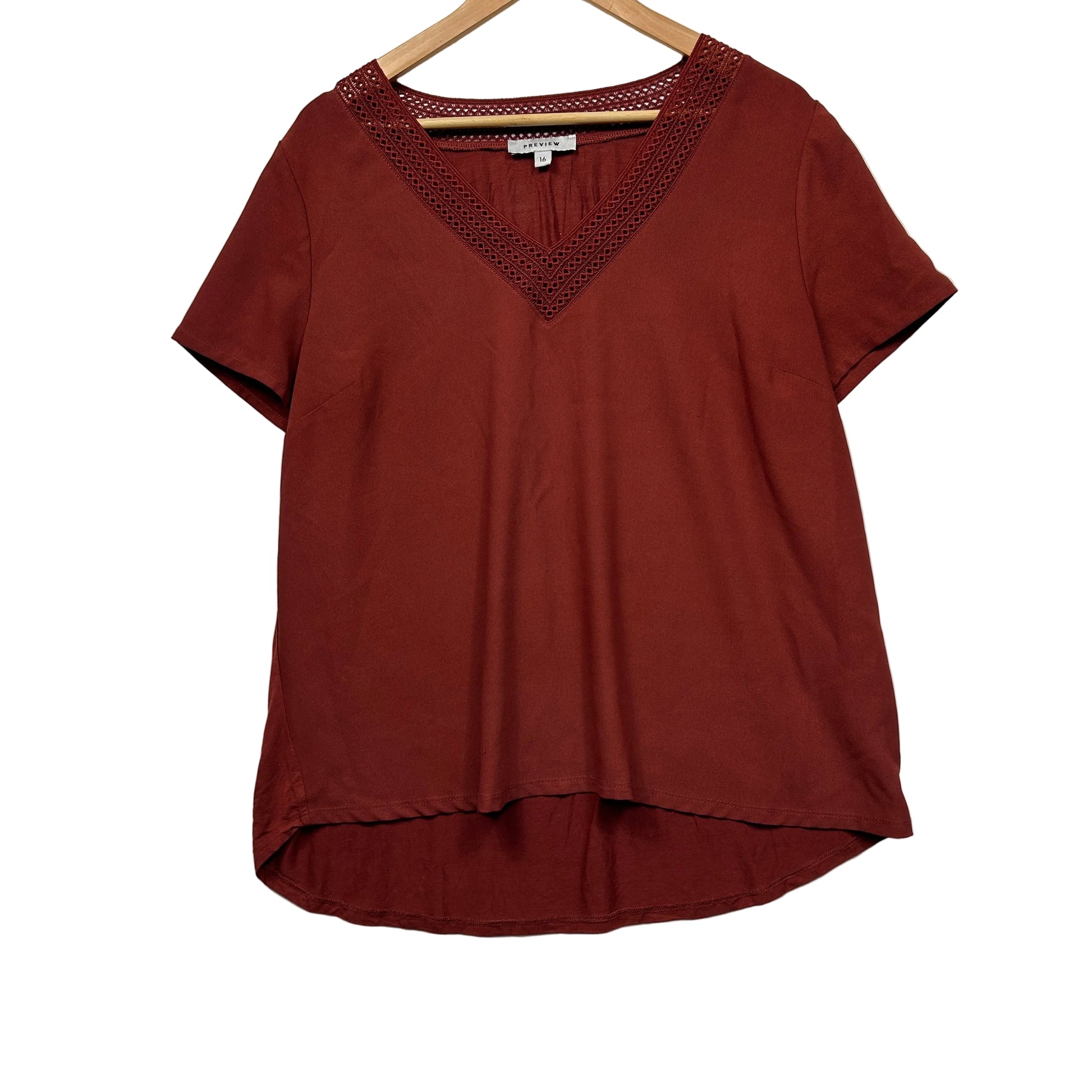 Burgundy short sleeve t-shirt front view