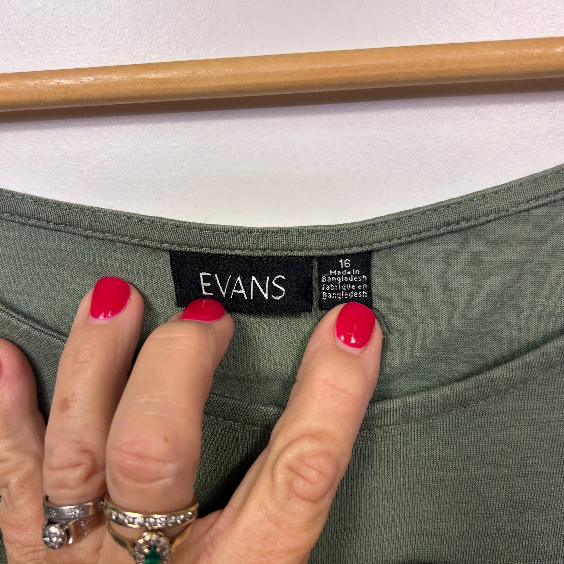 Green ribbed underwear label detail view