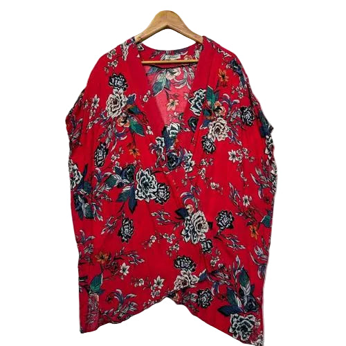 Autograph Red Floral Print Kimono - Size 14