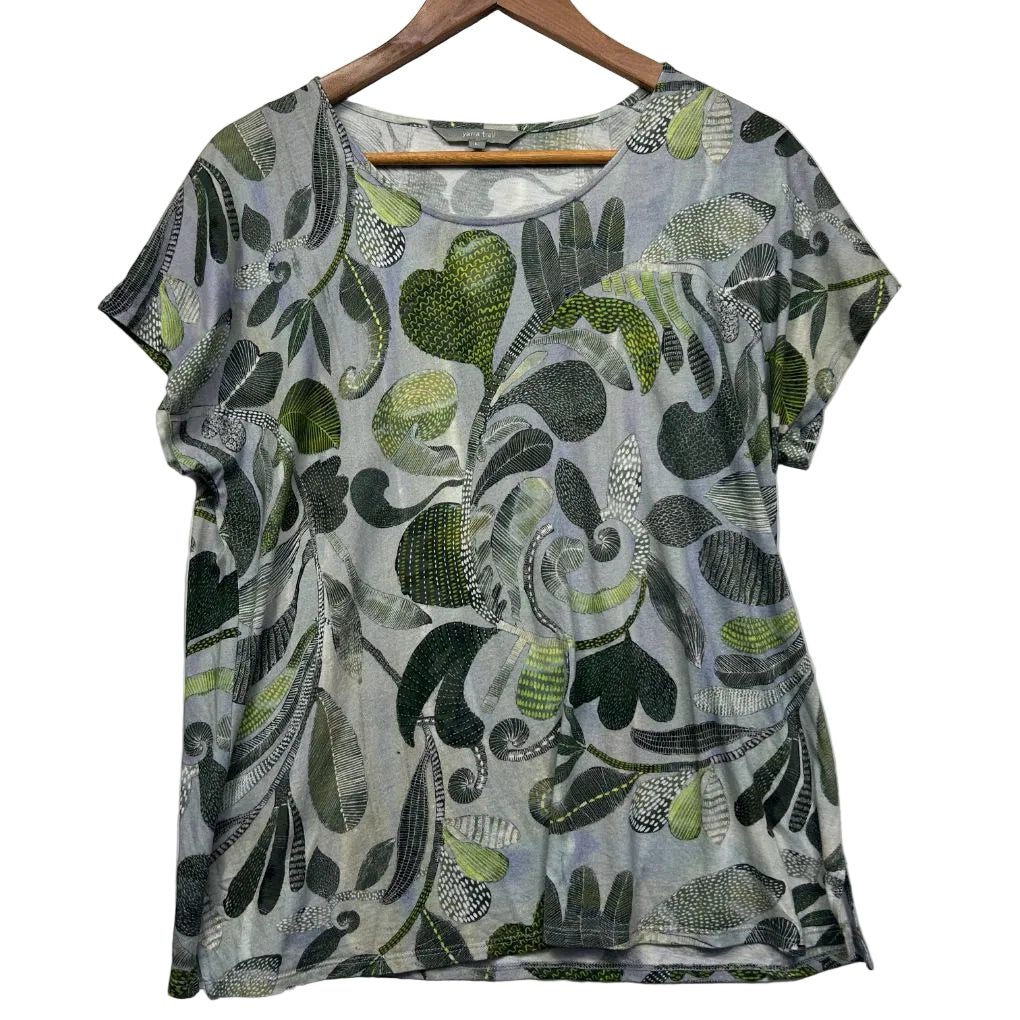 Yarra Trail Green Leaf Print Top - Size L