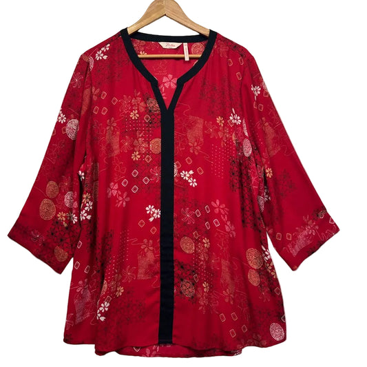 Red floral jacket front view