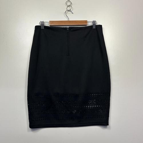 Now Black Laser Cut Hem Pencil Skirt - Size 16