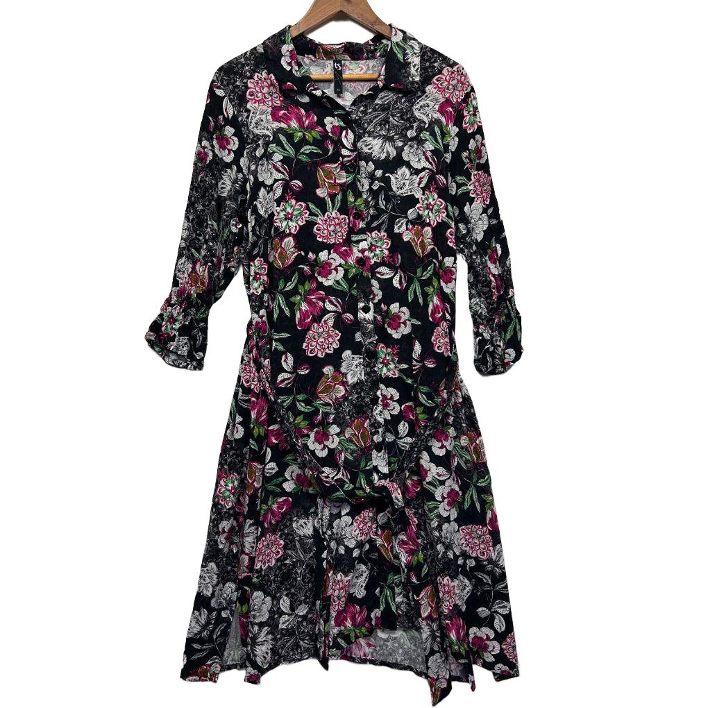 Black floral dress front view