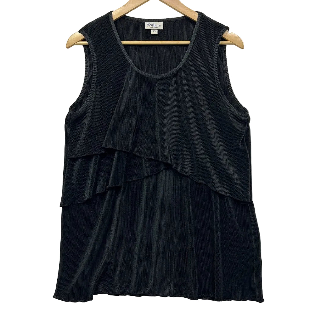 Black pleated sleeveless top front view