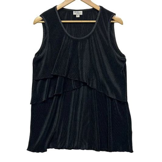 Black pleated sleeveless top front view