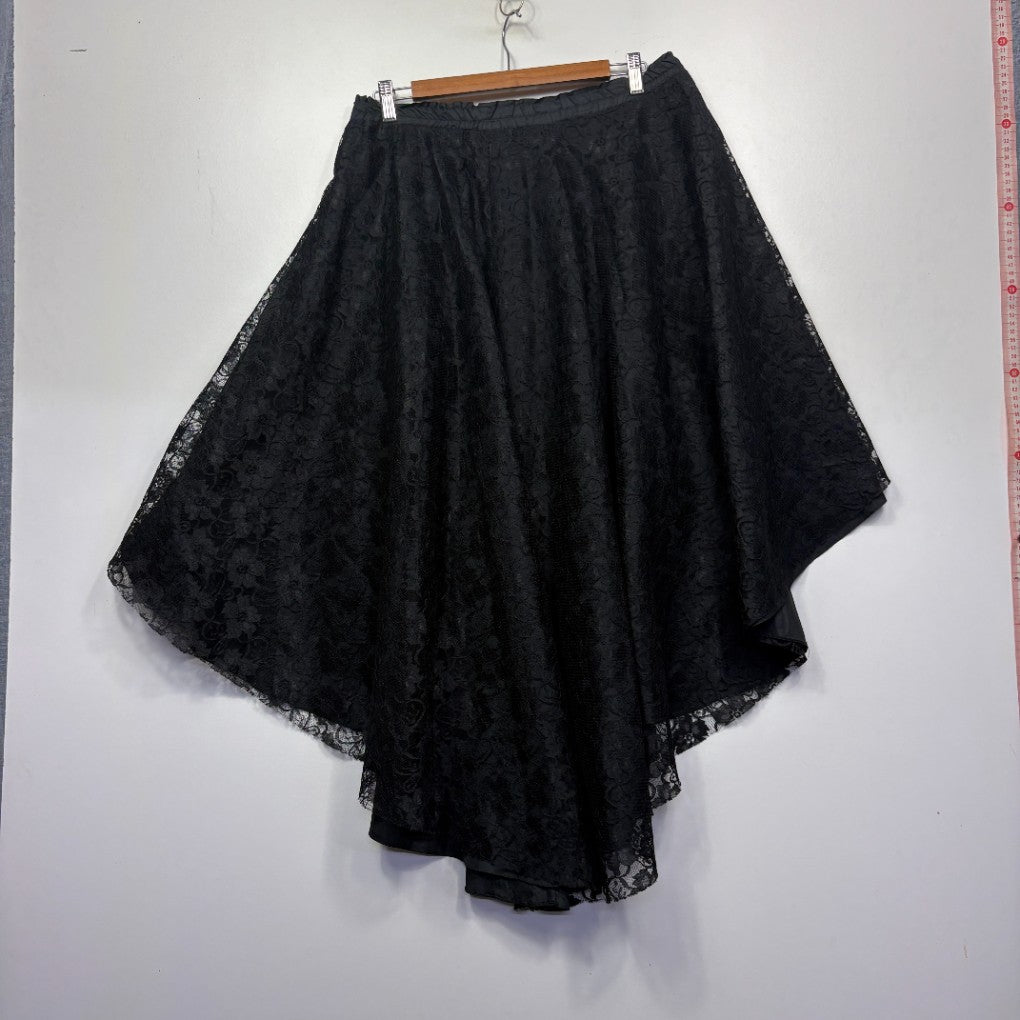 Black lace asymmetrical skirt front view