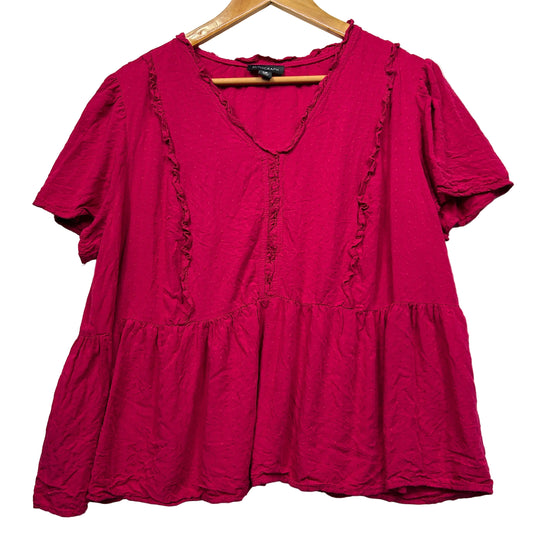 Magenta short sleeve top front view