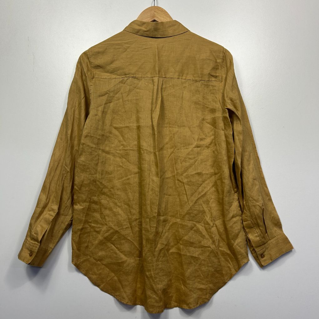 Mustard yellow long sleeve shirt back view