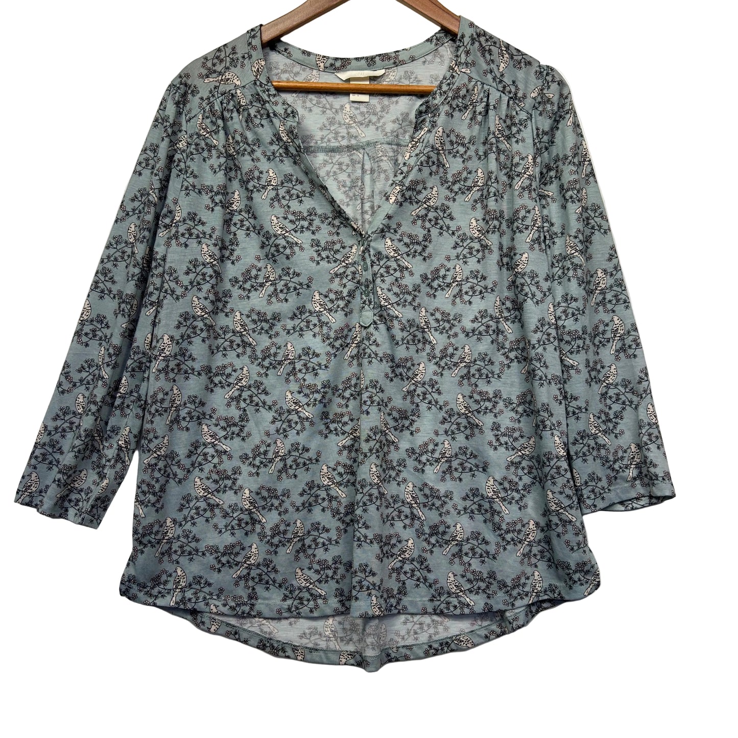 Grey floral blouse front view
