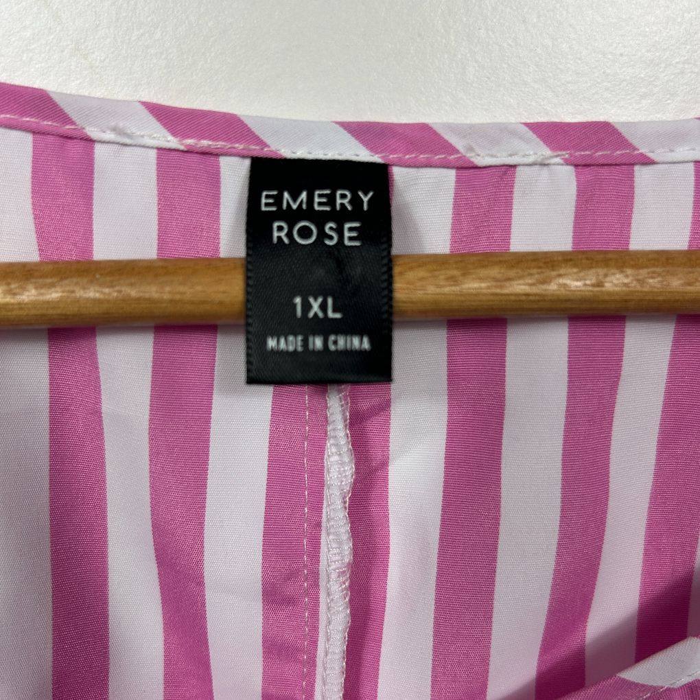 Pink and white striped top label view