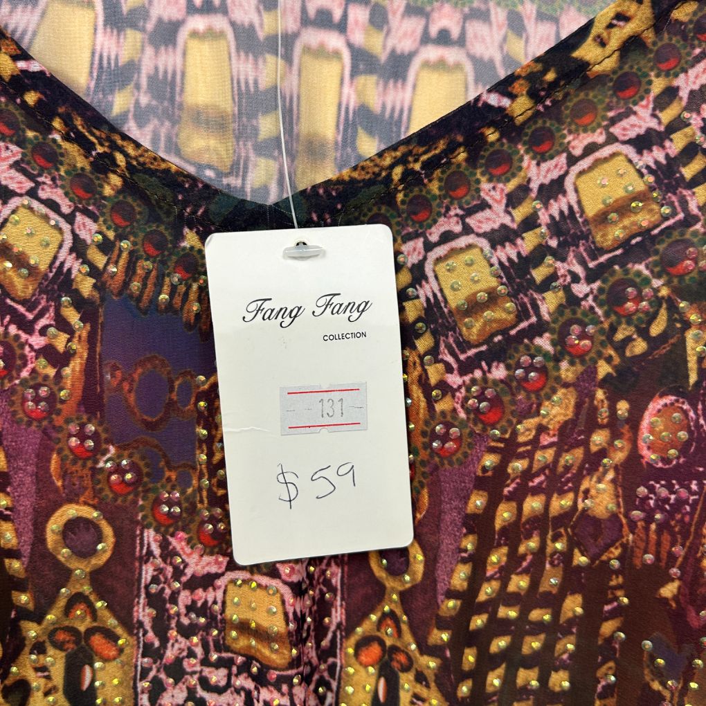Fang Fang multicolour patterned jacket front view with price tag