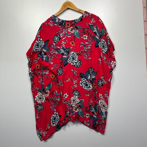 Autograph Red Floral Print Kimono - Size 14