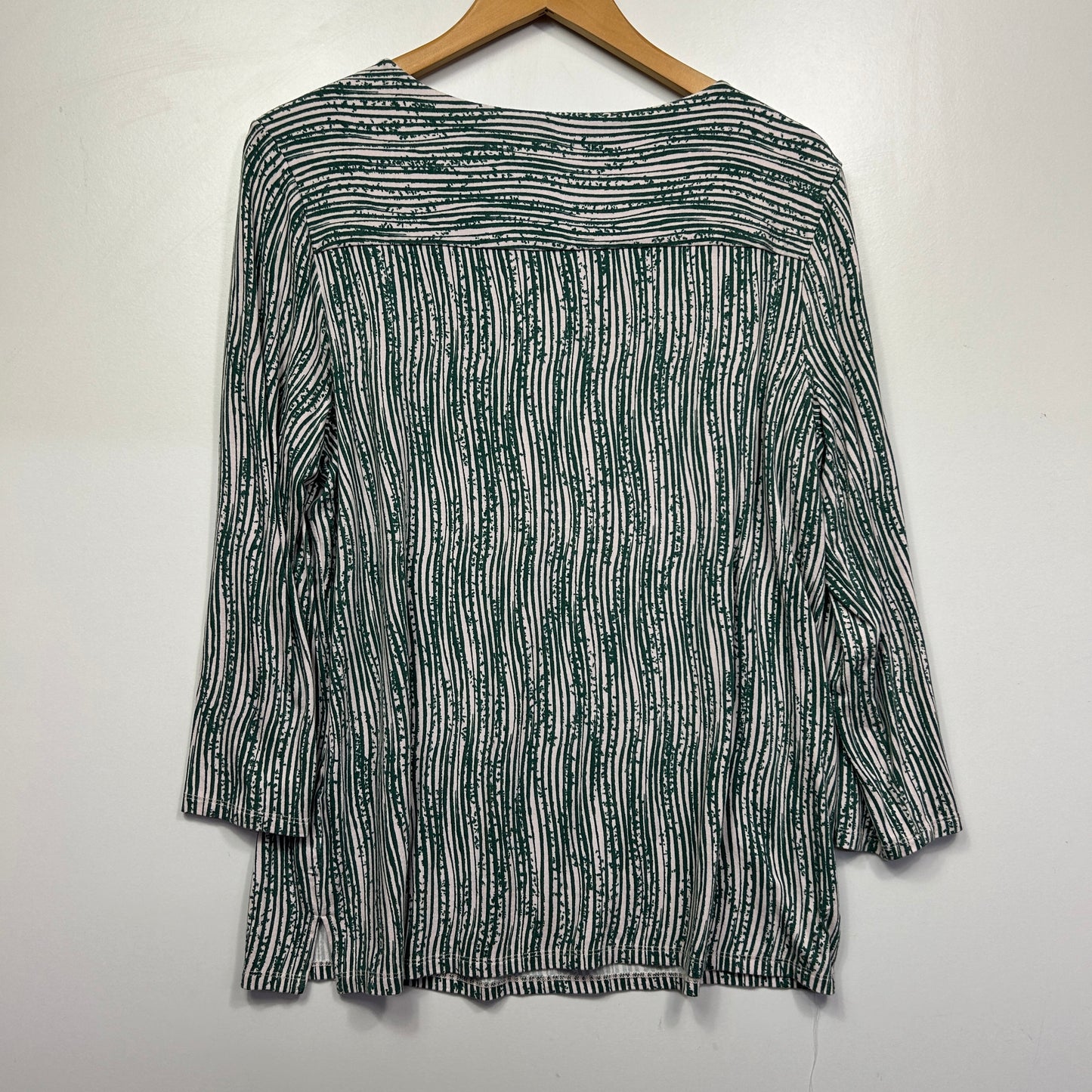Grey striped long sleeve top front view