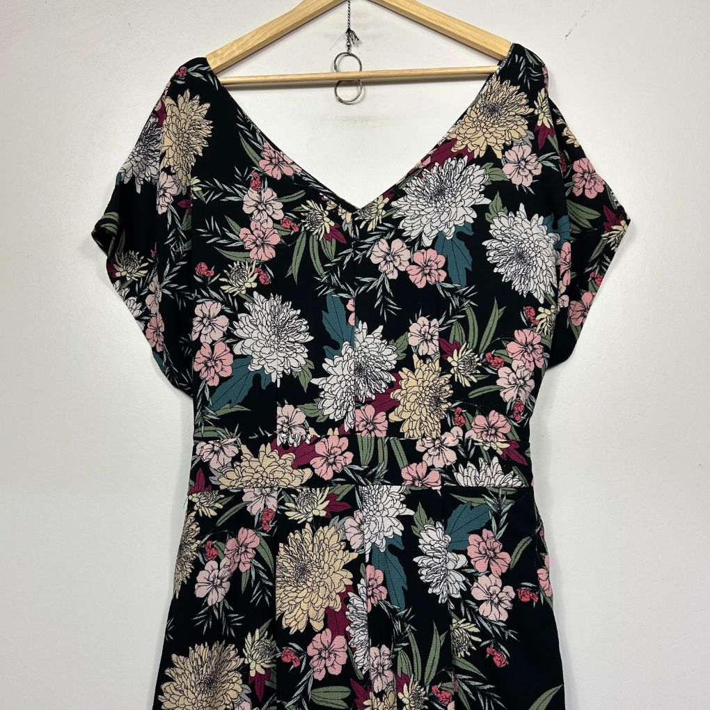 Black floral dress front view