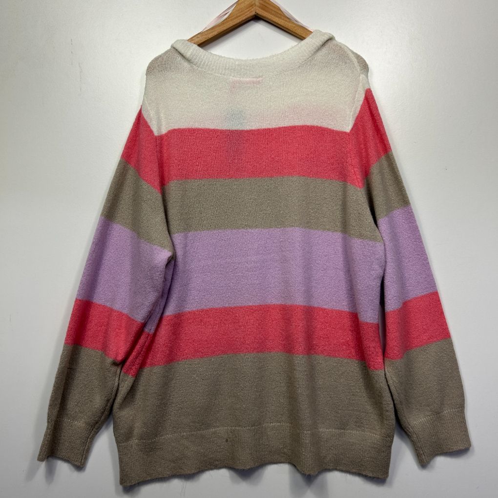 Multicolored striped knit sweater front view