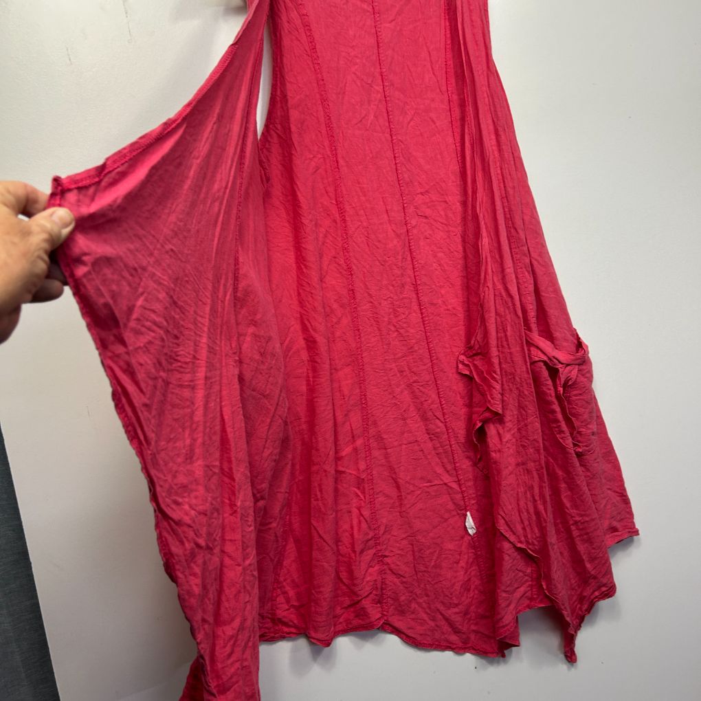 Red cardigan detail view