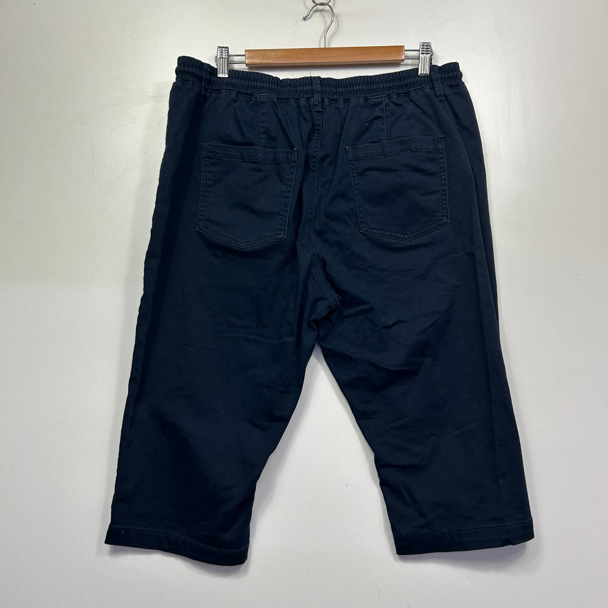 Navy blue capri pants back view