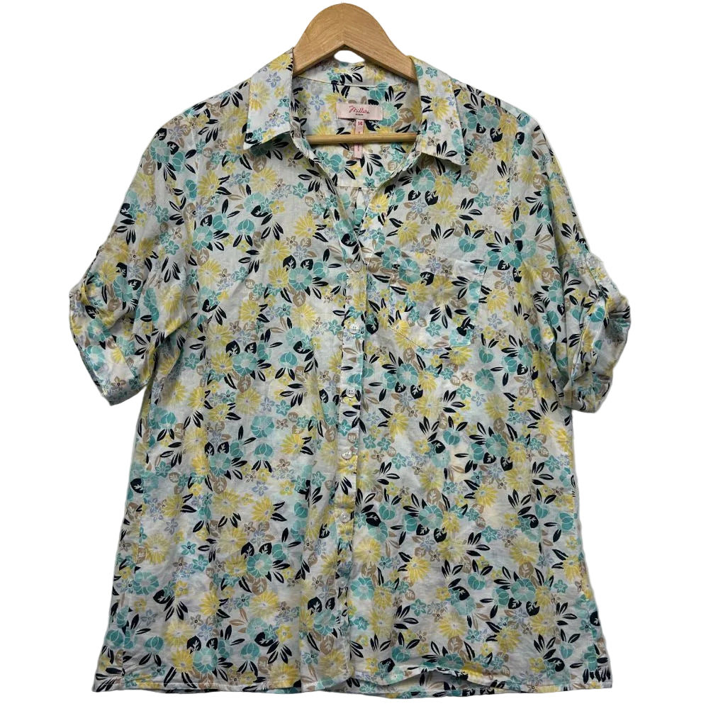 Cream floral shirt front view