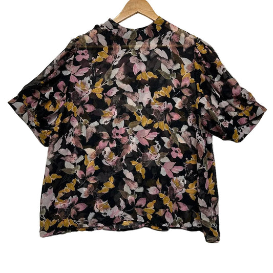 Anko Black Floral Print Blouse - Size 20