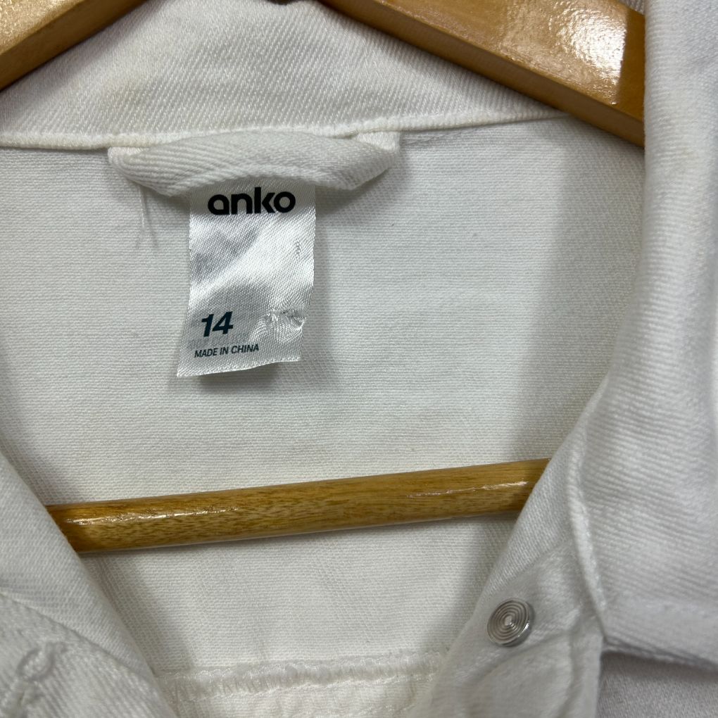 White cardigan front detail view showing Anko label size 14