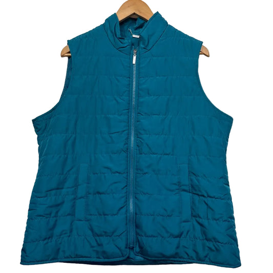 Teal quilted vest front view